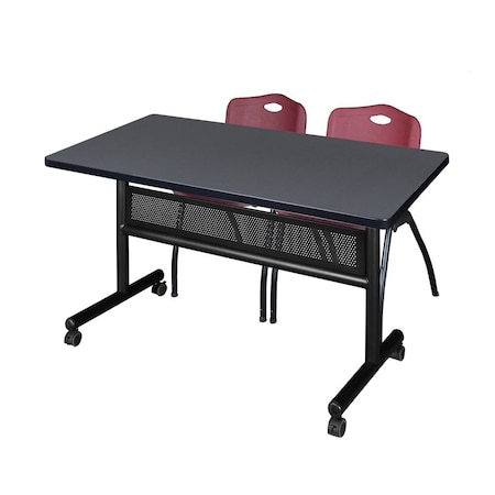 Kobe Rectangle Mobile table, 48" W, 29" H, Laminate Top, Gray MKFTM4830GY47BY